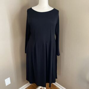 24SEVEN Comfort Apparel Black Jersey knit Long-Sleeve Pockets Dress Plus Size 2X